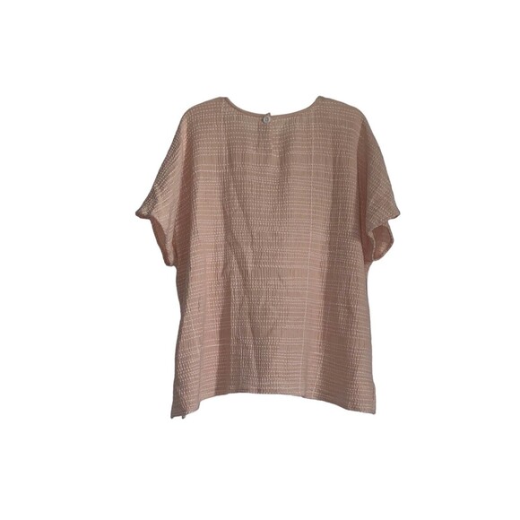 Pure Jill Cotton Short Sleeve Oversized Embroidered Blouse Size Large Peach - Picture 2 of 13